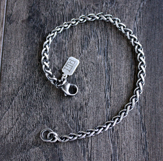 men's 4mm silver wheat chain bracelet