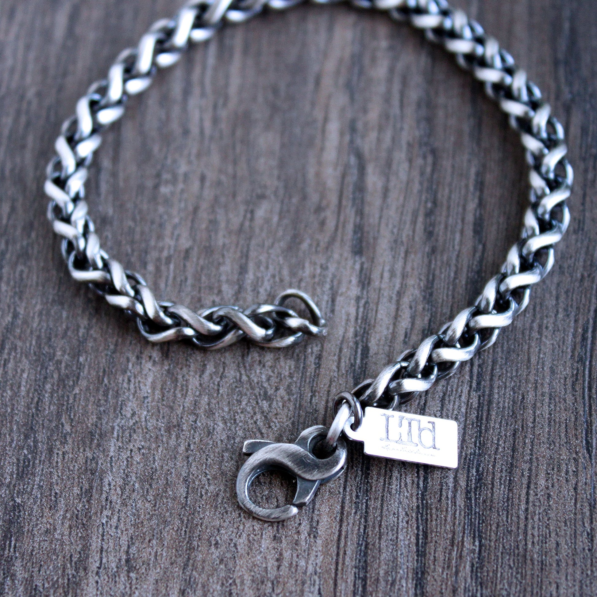 men's 5mm silver wheat chain bracelet