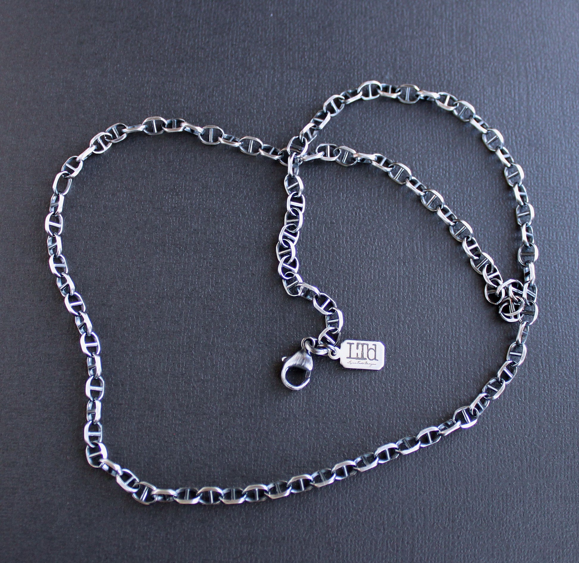 men's sterling silver anchor chain necklace