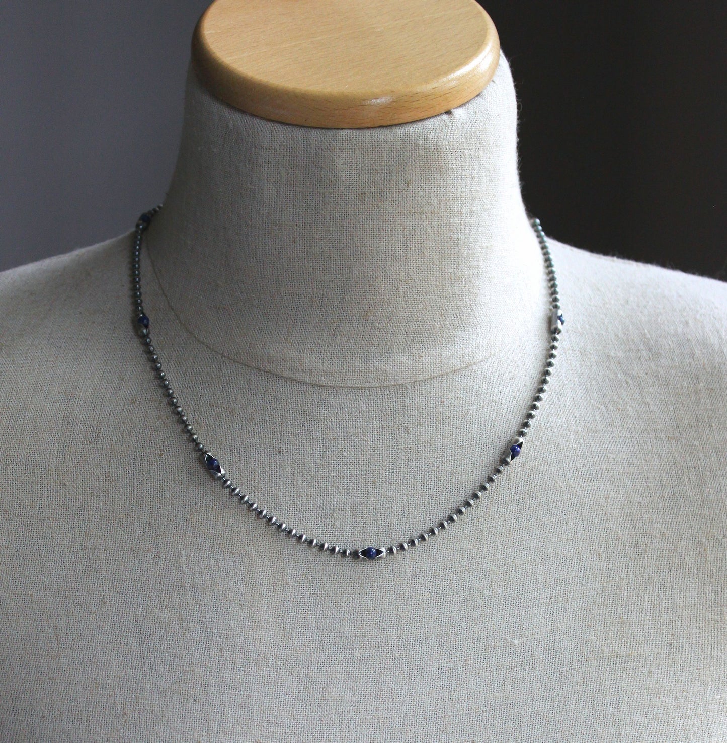 men's sterling silver bead chain necklace