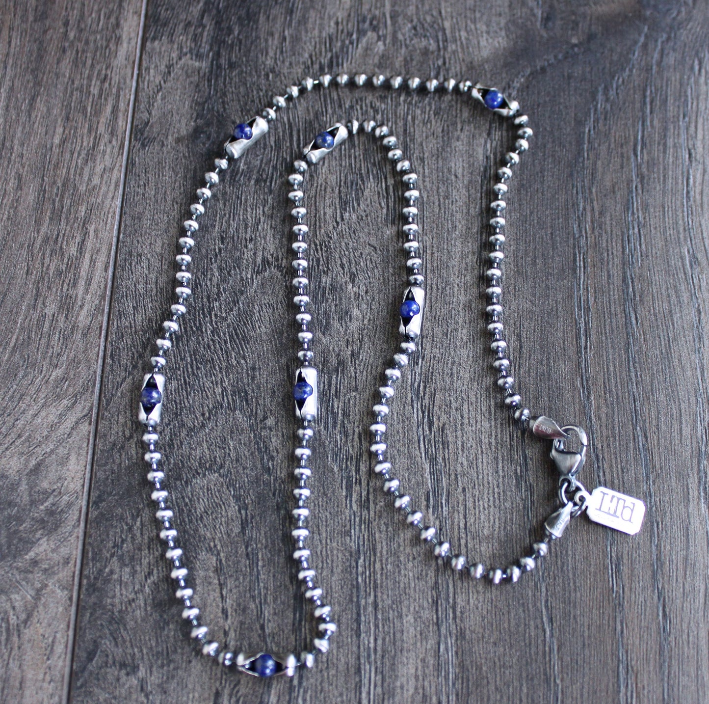 men's lapis bead necklace