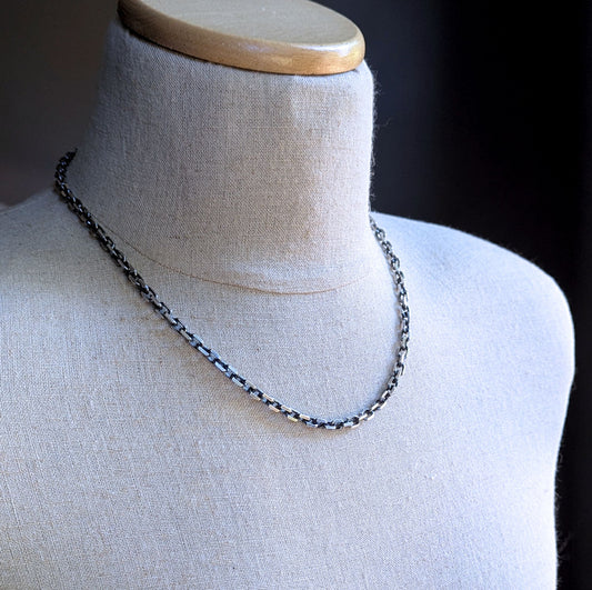 men's sterling silver diamond cut 5x7mm cable chain necklace