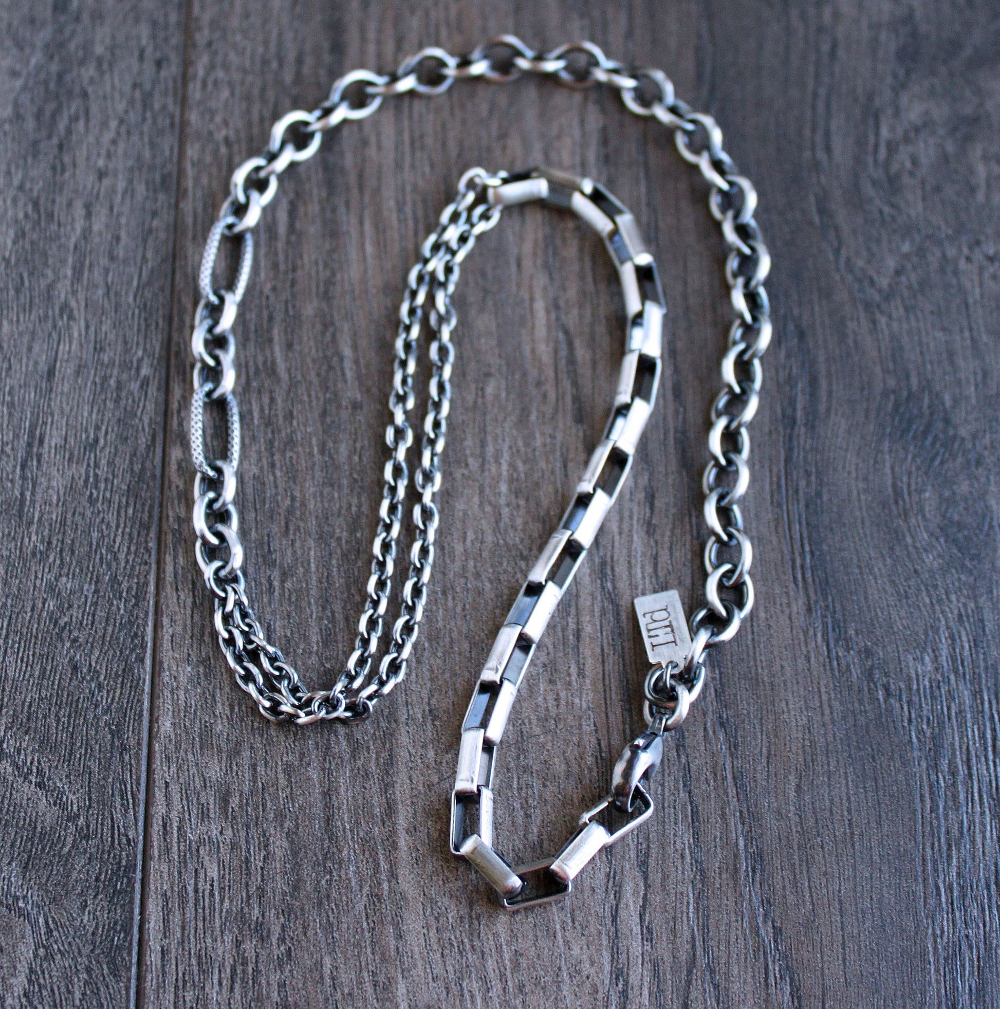 men's sterling silver mixed chain necklace