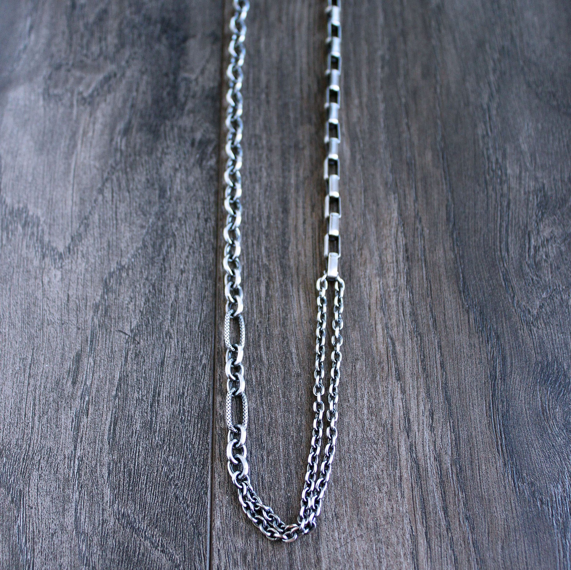 men's silver mixed chain necklace
