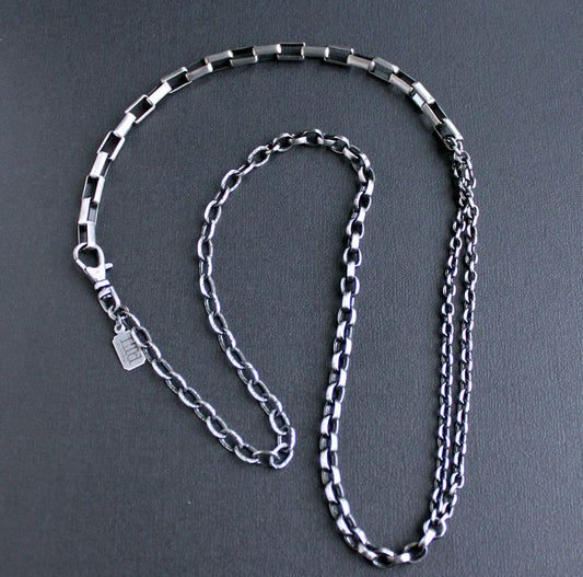 men's cable, box, rolo chain necklace