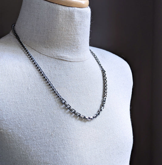 men's rustic mixed chain necklace, 24 inches