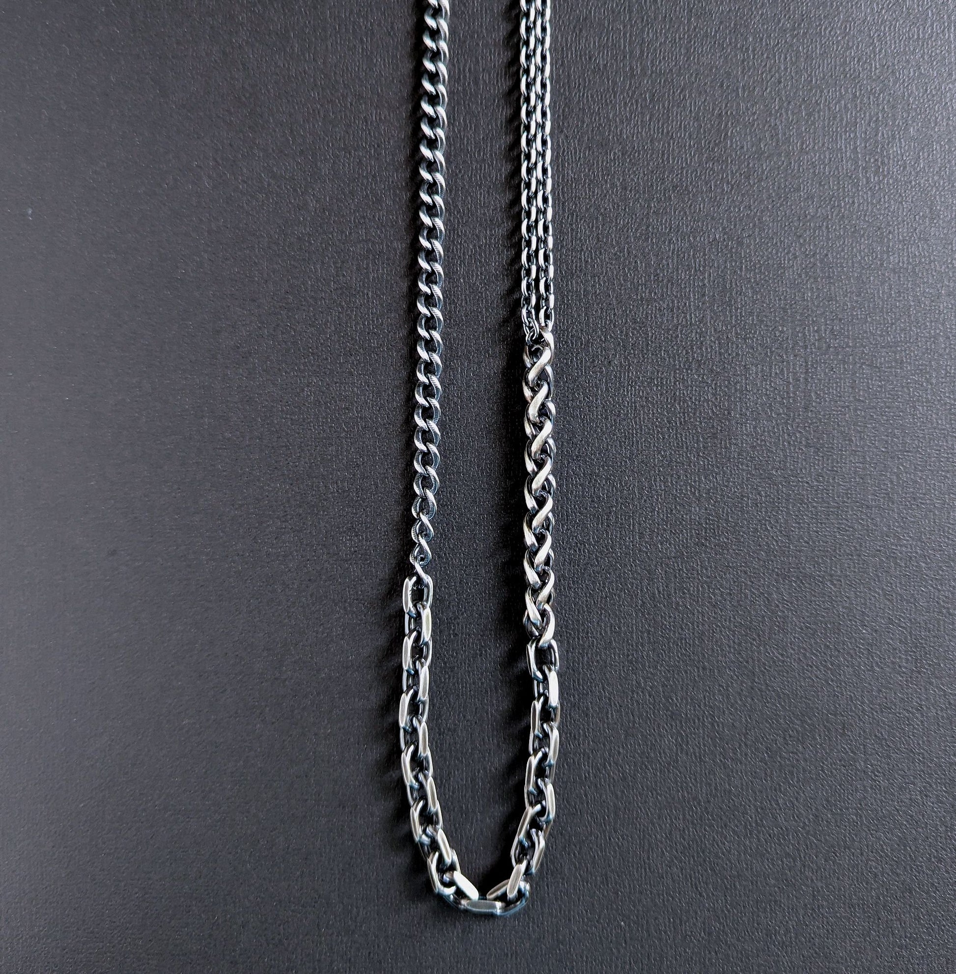 men's heavy silver mixed chain necklace