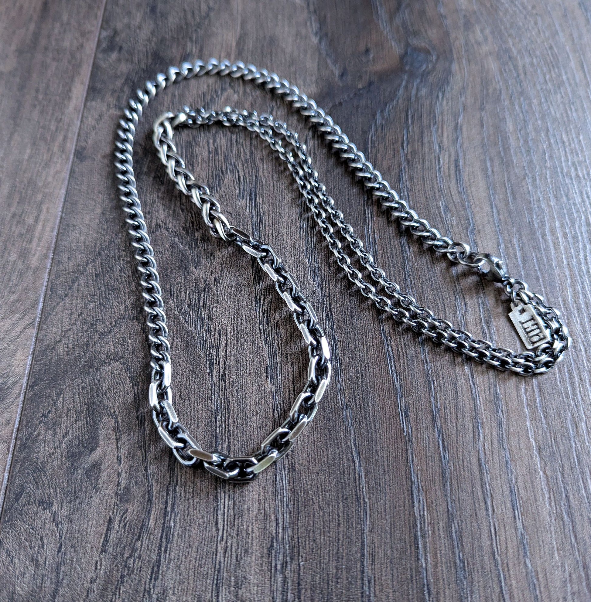 men's sterling silver mixed chain necklace