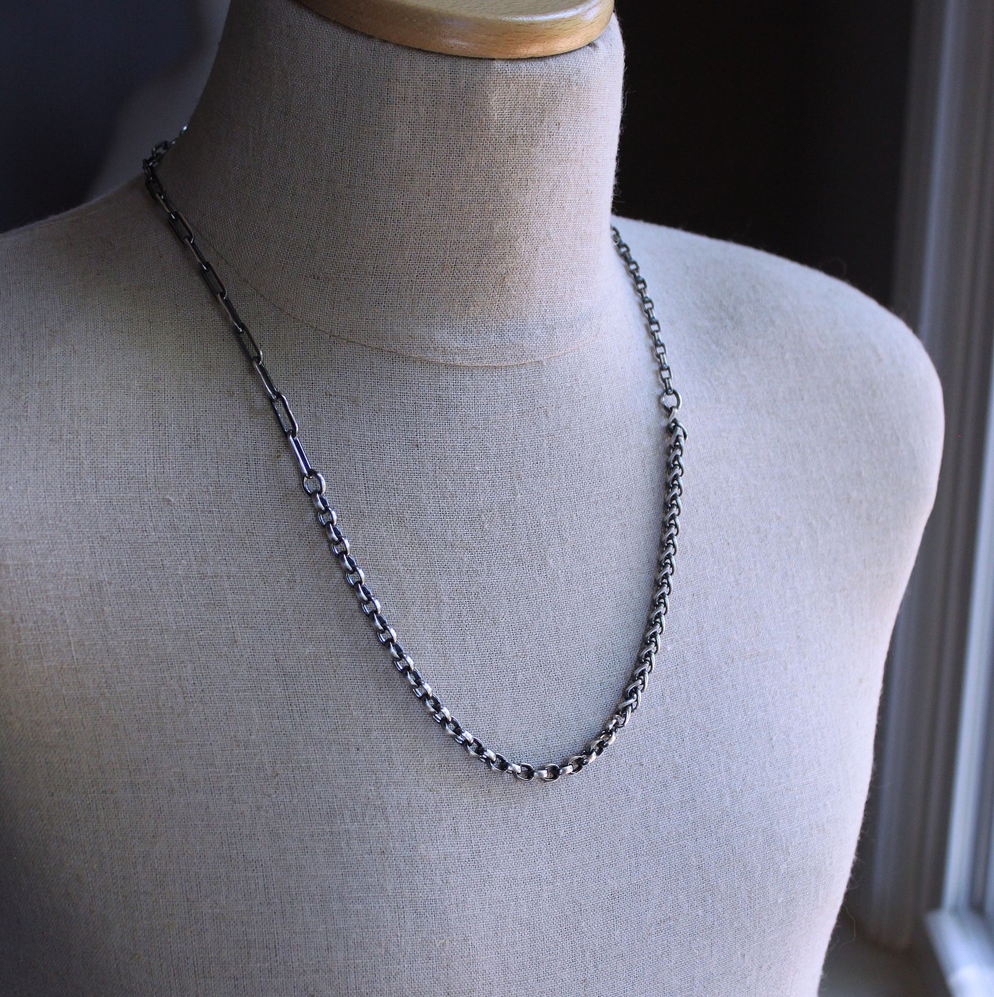 Mixed Four Chain Necklace, 26 inches