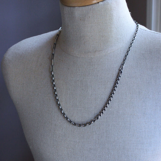 men's 26 inch silver mixed chain necklace
