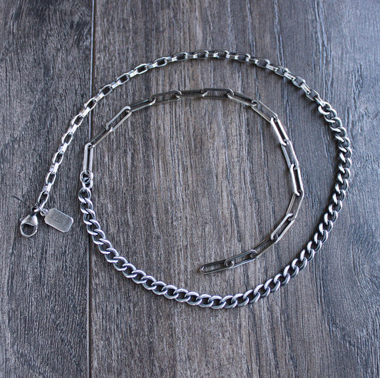 men's sterling silver mixed chain necklace