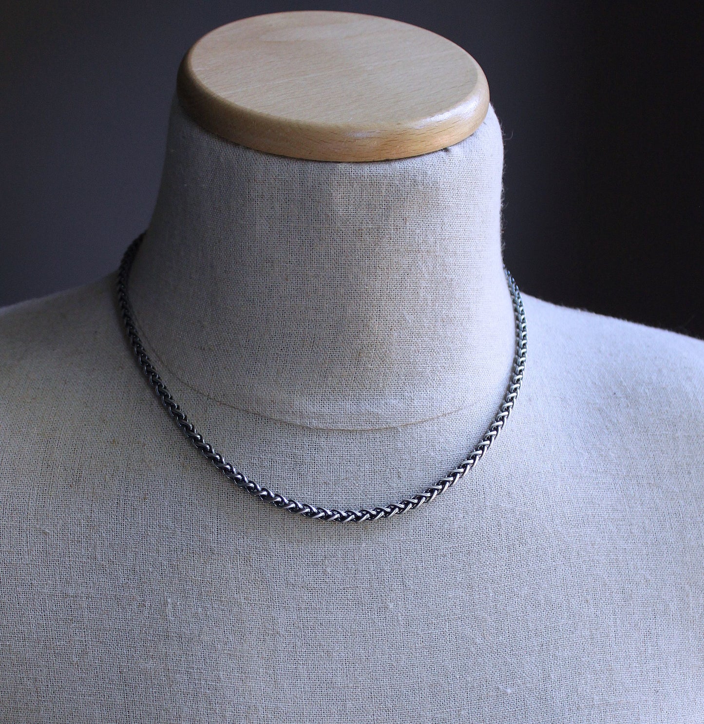 men's sterling silver wheat chain necklace