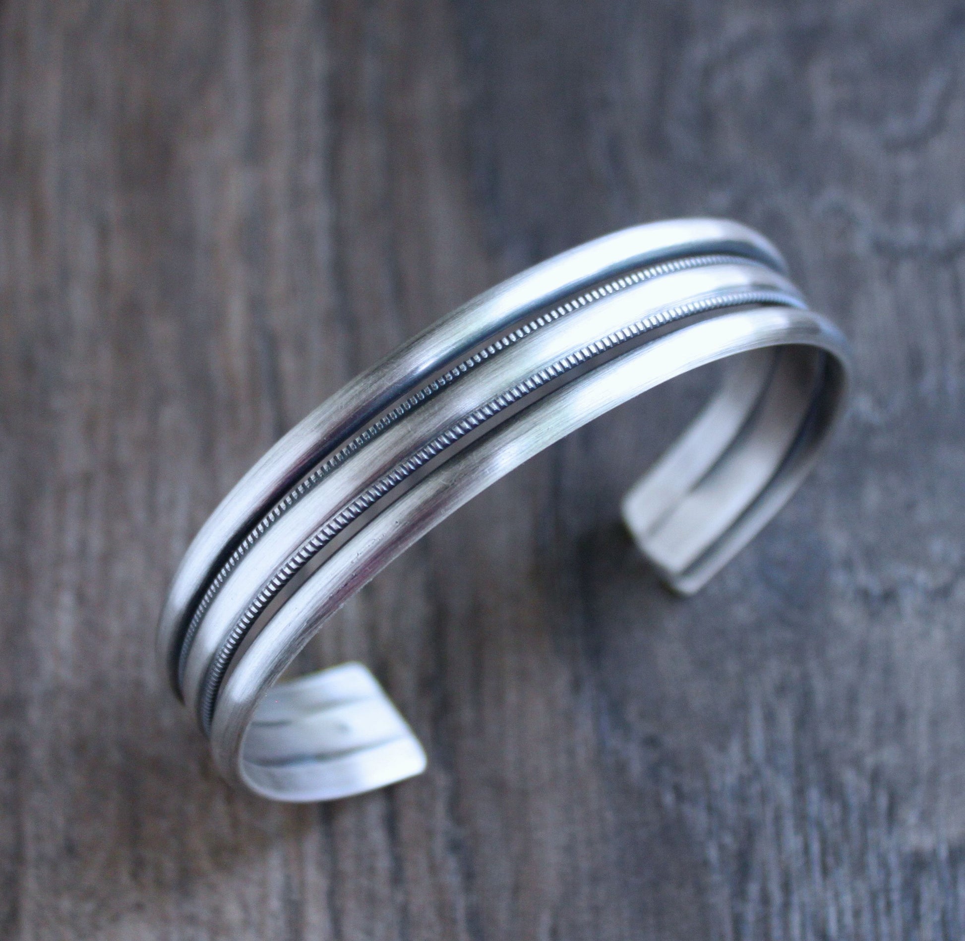 Men's triple wire cuff bracelet