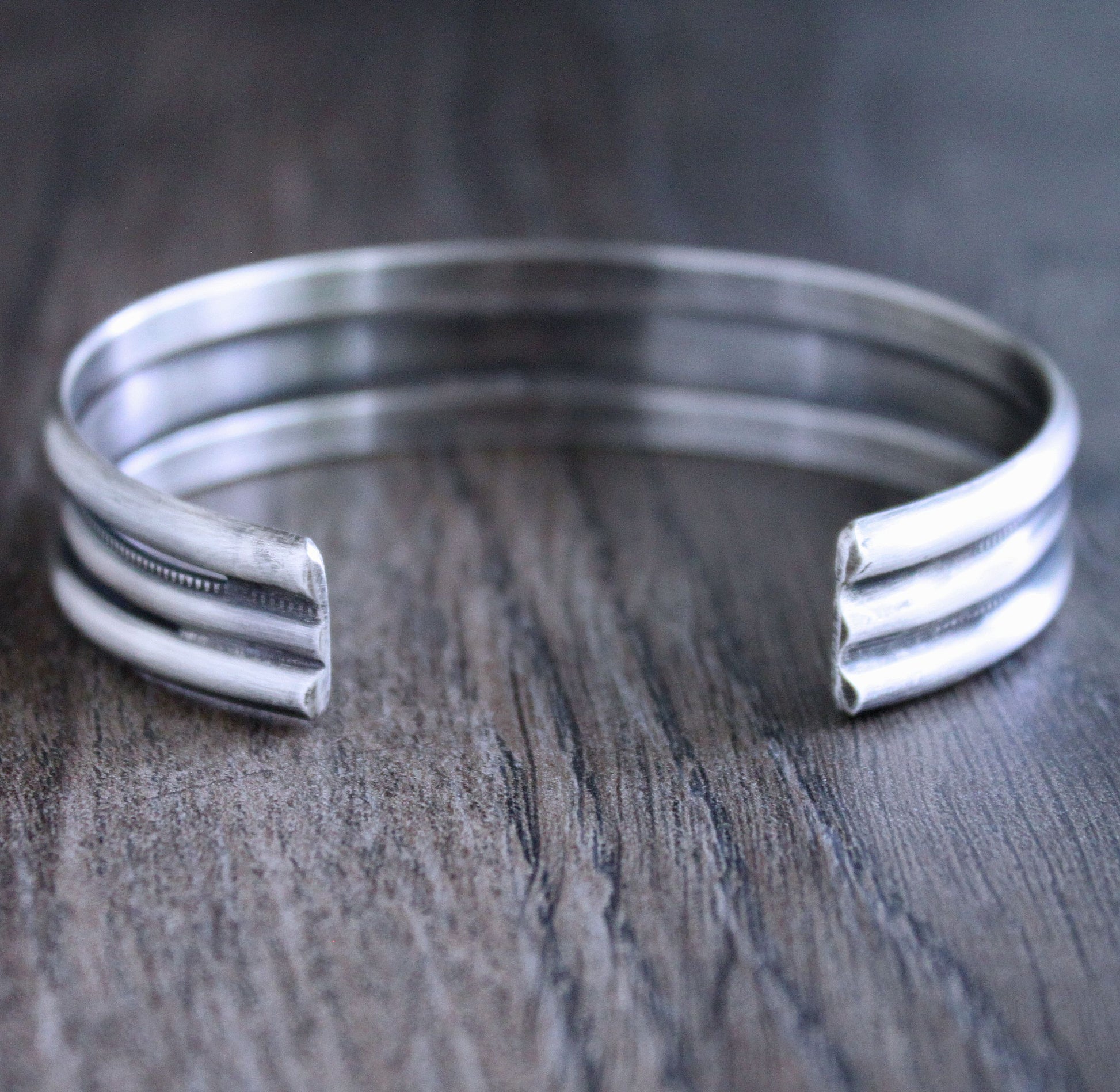 Men's handmade silver cuff bracelet