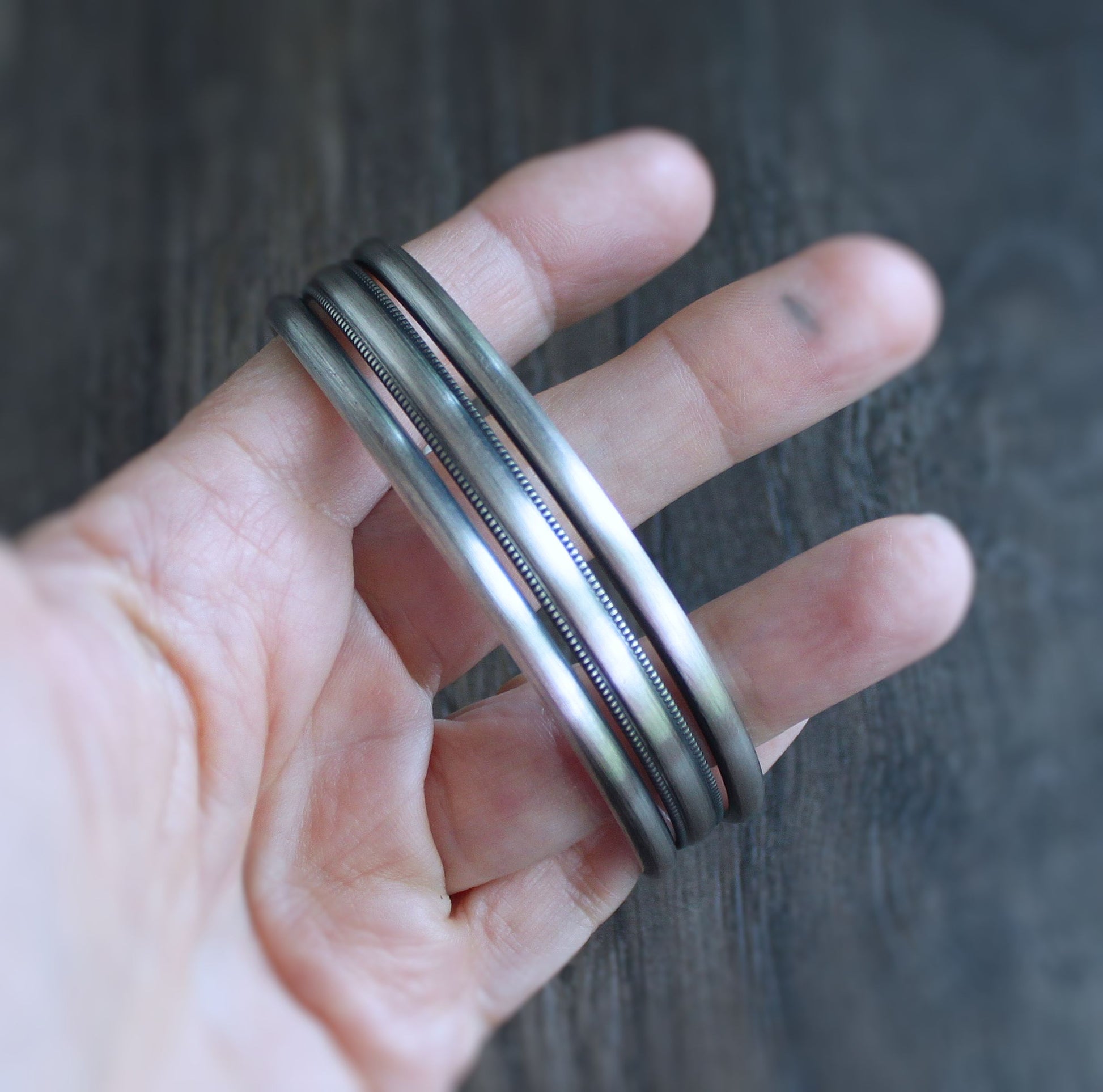Men's wide silver cuff bracelet