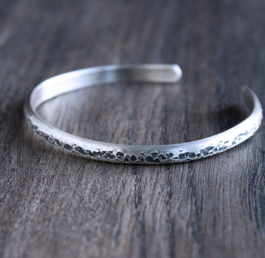 men's thin sterling silver cuff bracelet