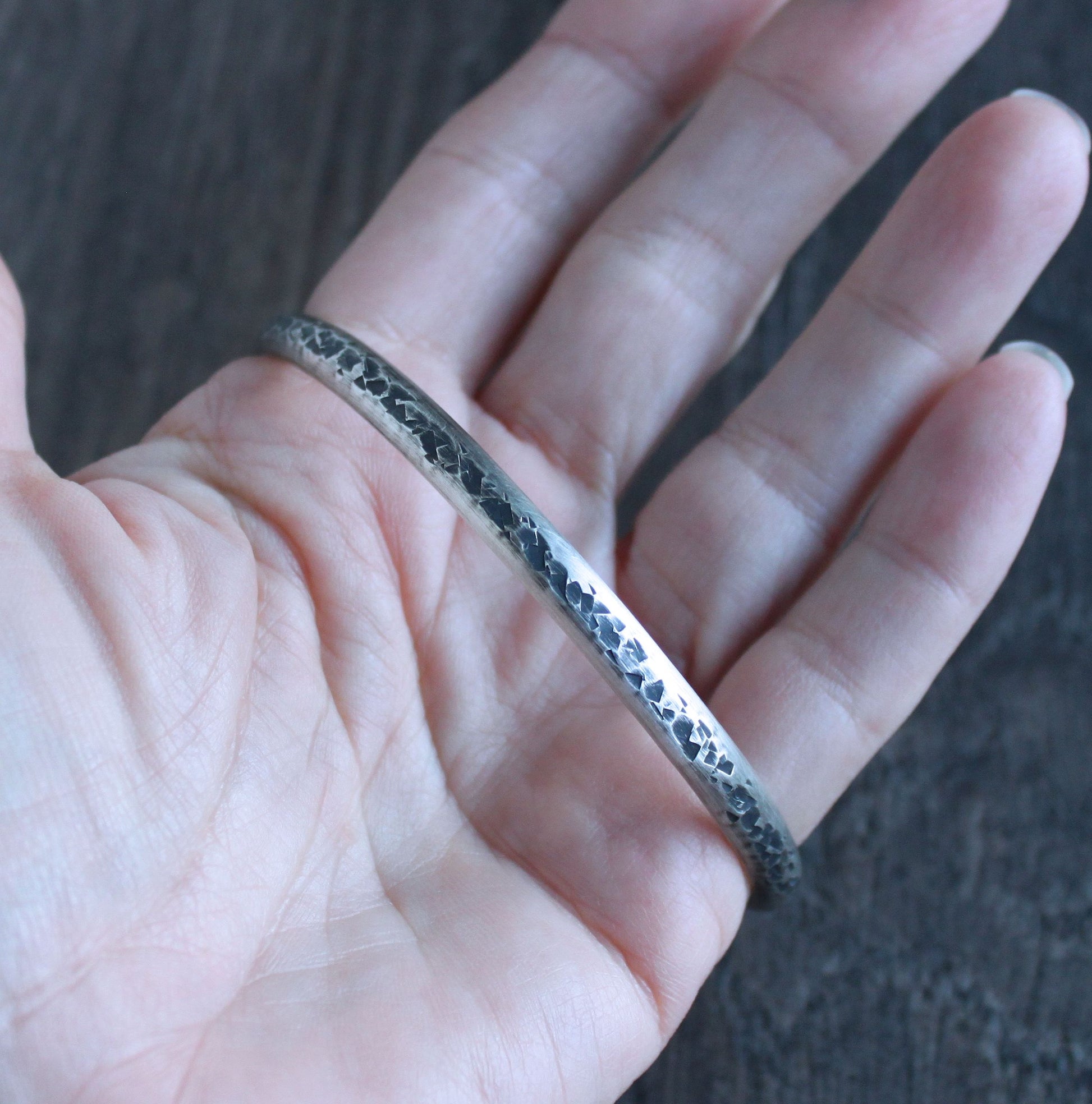 men's thin sterling silver band bracelet