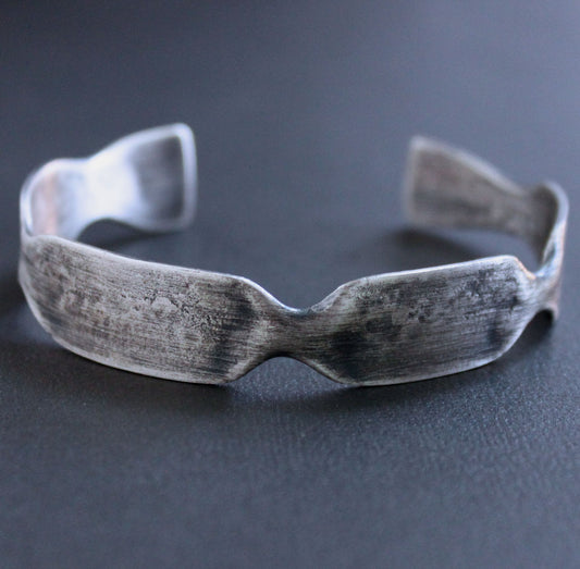 industrial style silver cuff bracelet