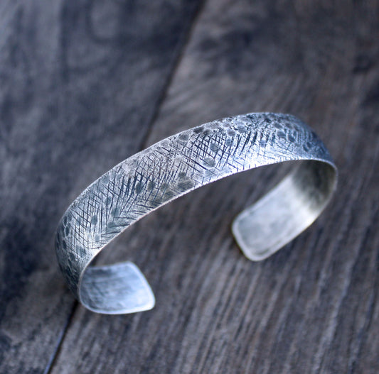 men's rustic sterling silver bracelet