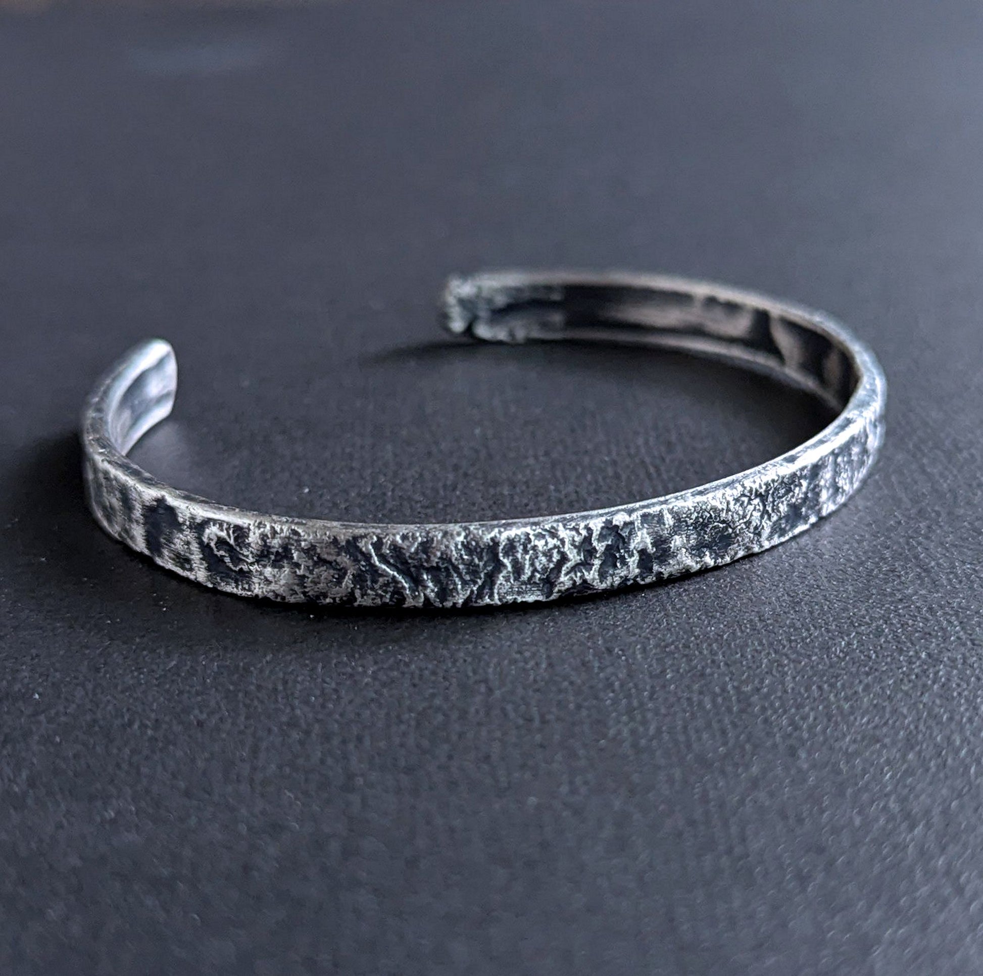 men's rustic textured sterling silver cuff bracelet