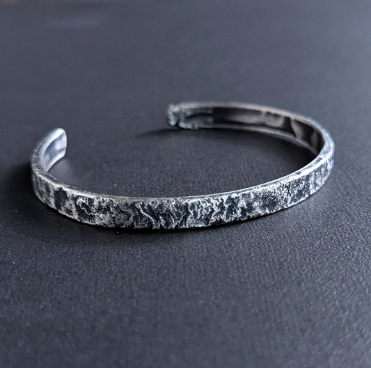 men's rustic textured sterling silver cuff bracelet