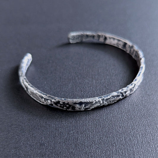 men's slim sterling silver textured cuff bracelet