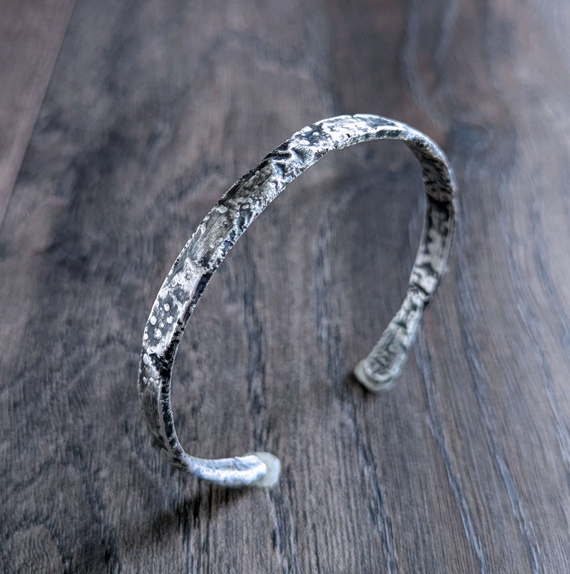men's rustic sterling silver cuff bracelet