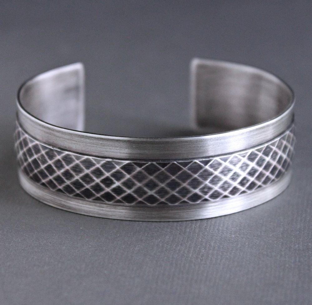 Diamond Pattern Wide Cuff Bracelet