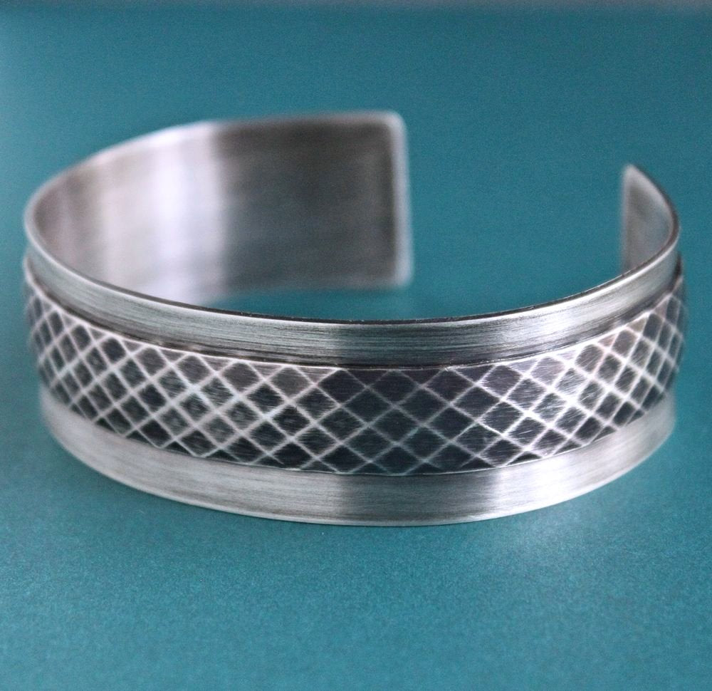 Diamond Pattern Wide Cuff Bracelet