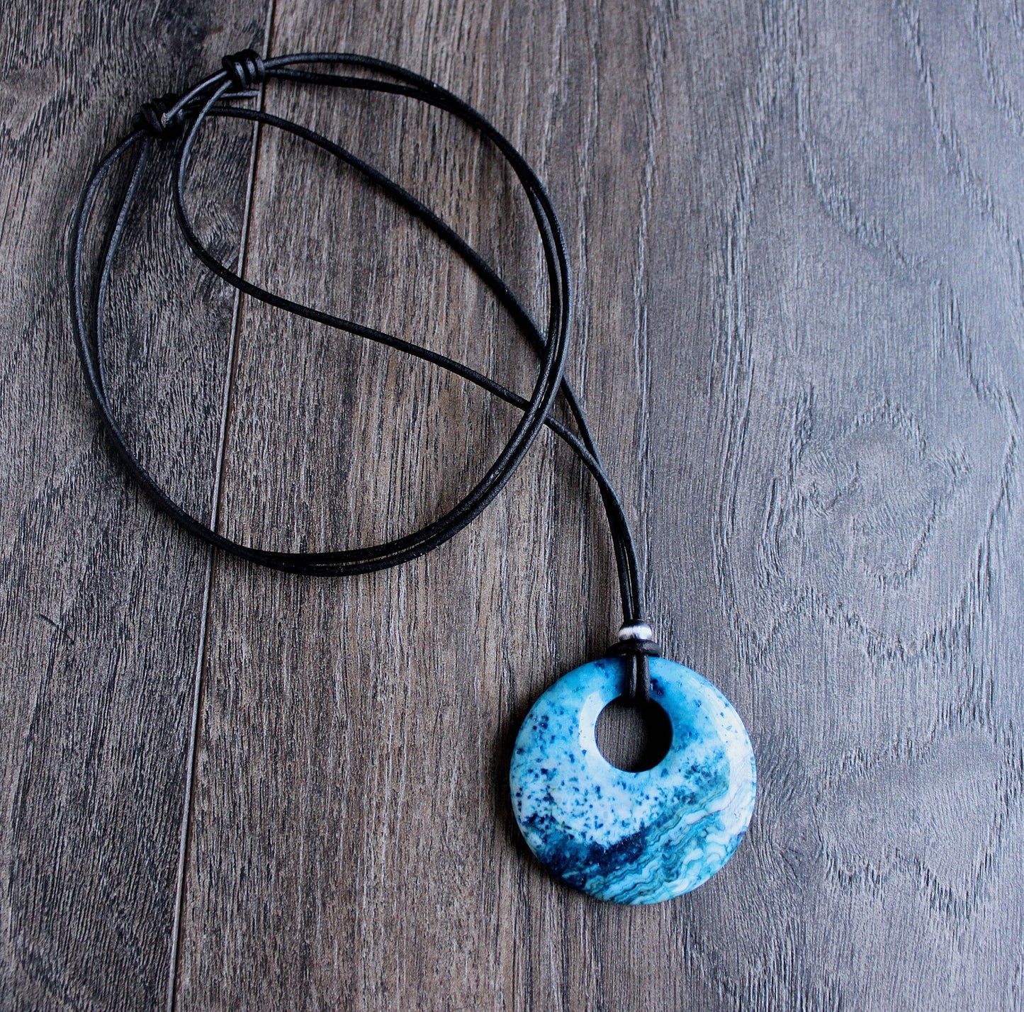 men's ocean surf leather necklace