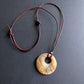 Red Creek Jasper Stone Pendant on Leather Cord, Adjustable Length