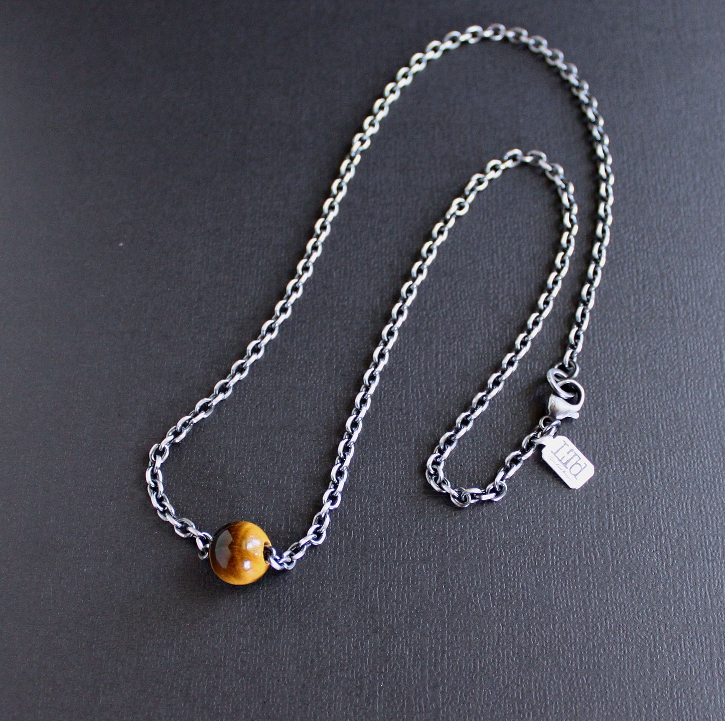 men's tiger eye bead chain necklace