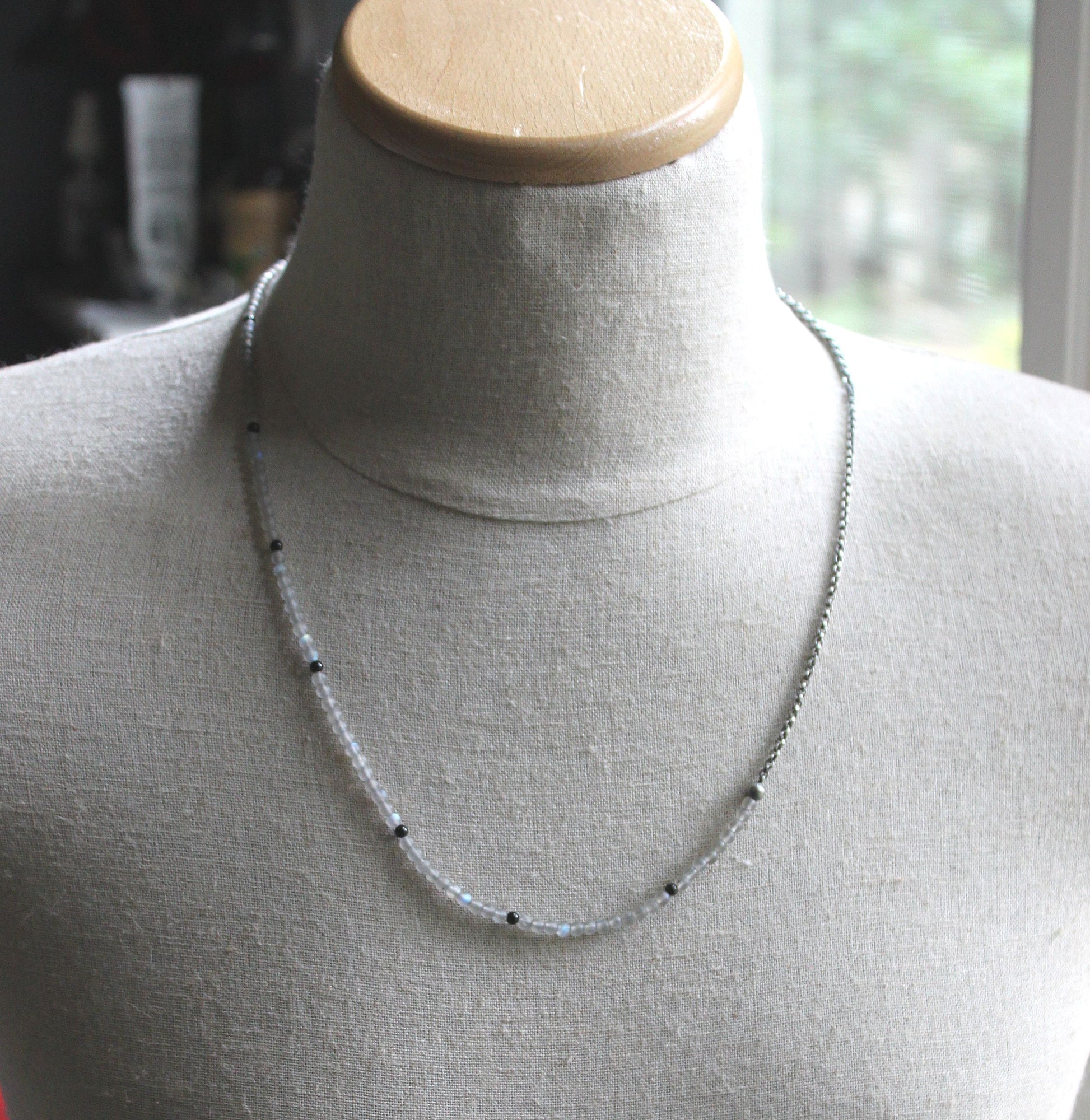 Men's 4mm Labradorite bead necklace