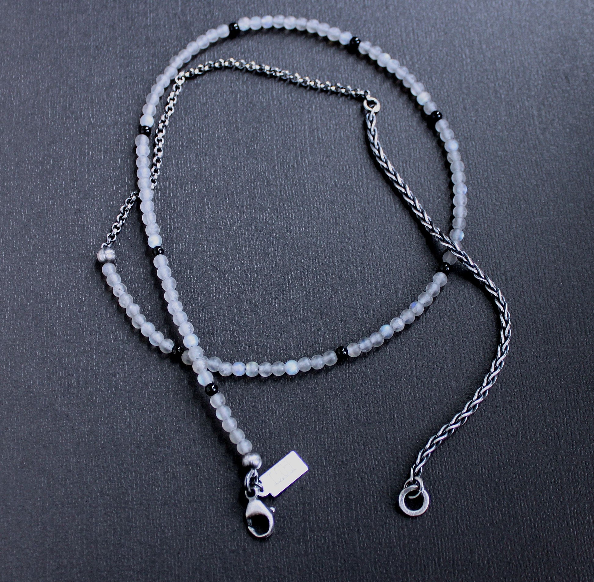 Men's Labradorite Onyx bead necklace