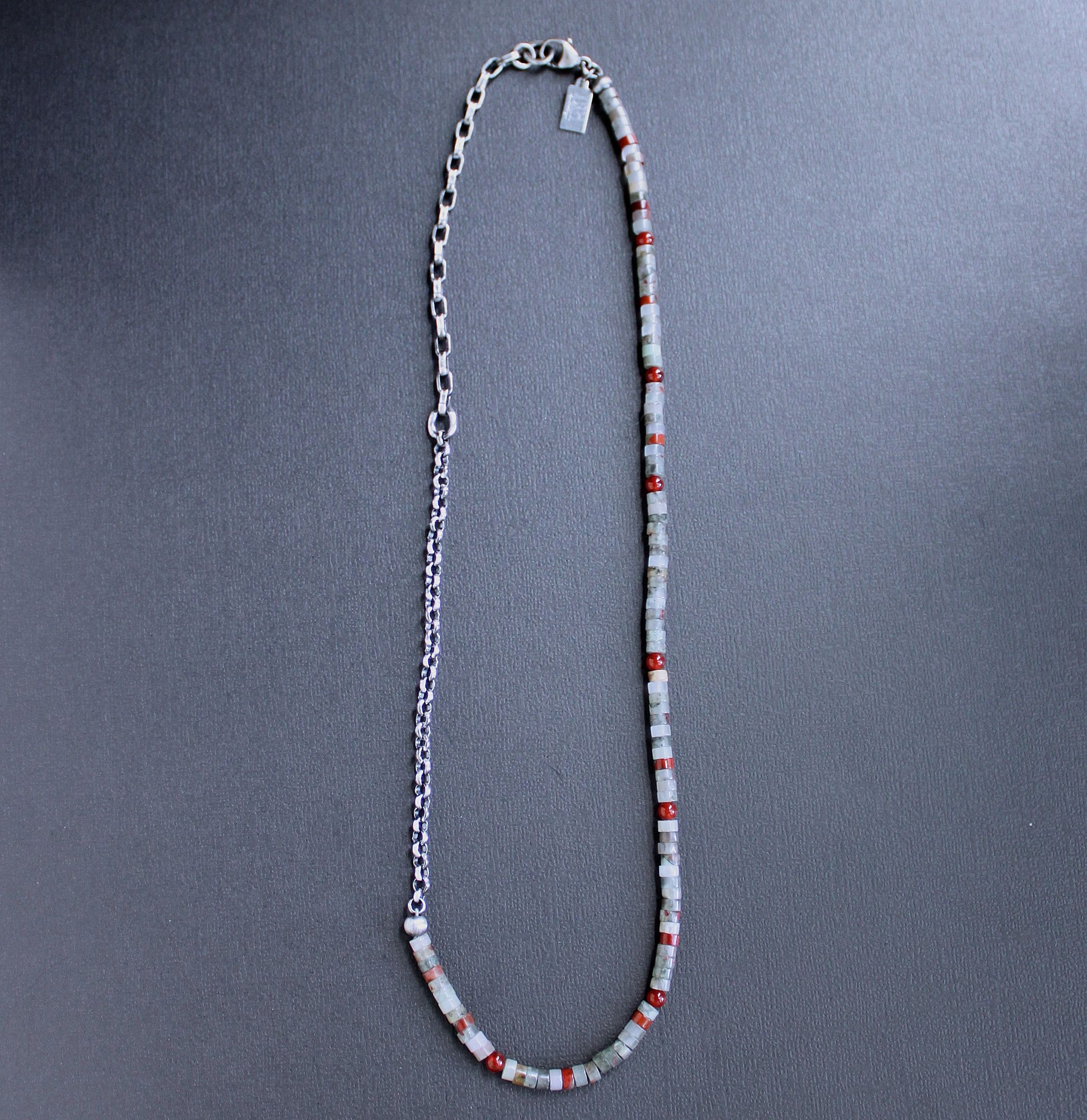 Bloodstone bead and chain necklace