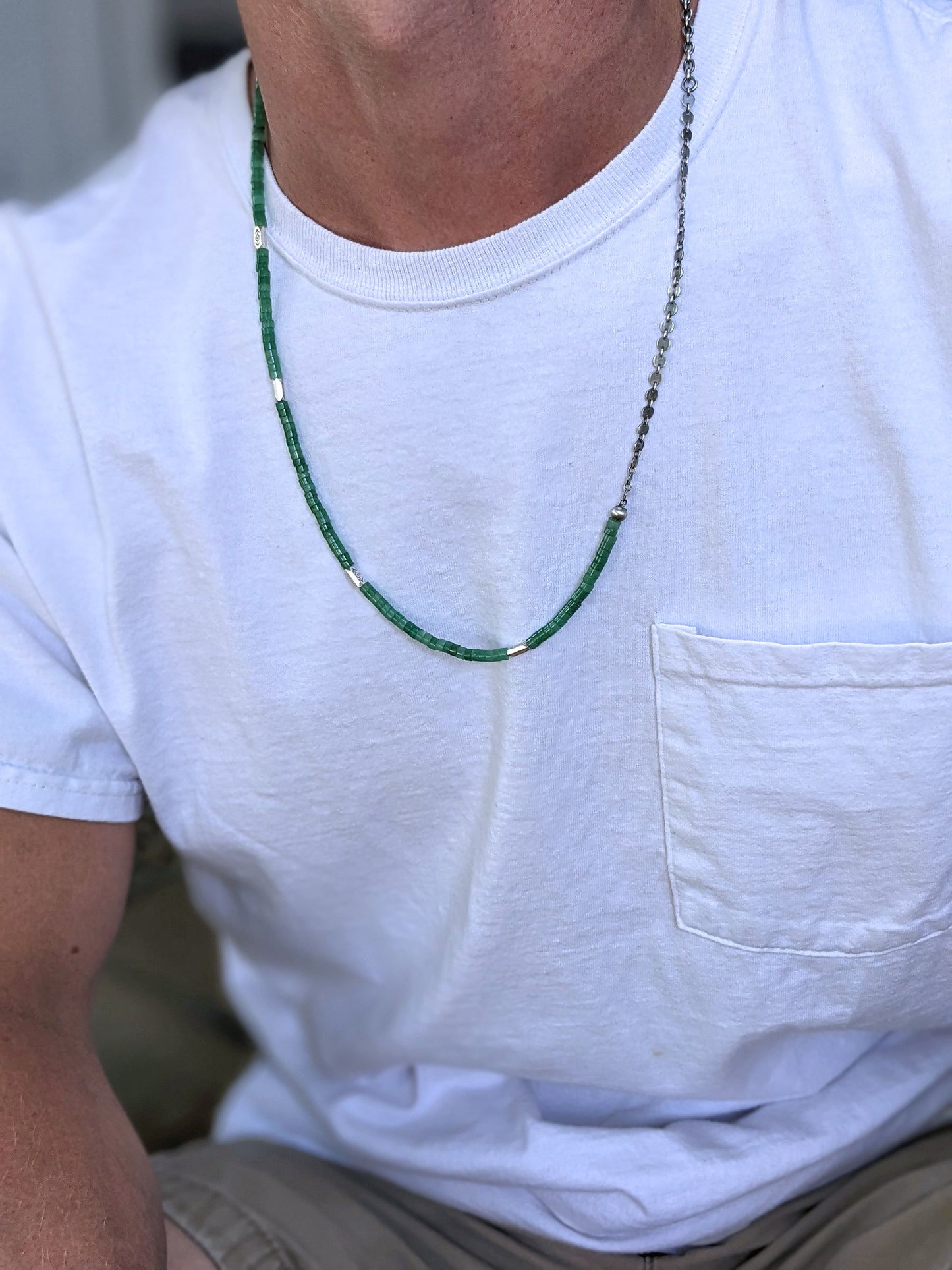 Men's Green Heishi Bead necklace
