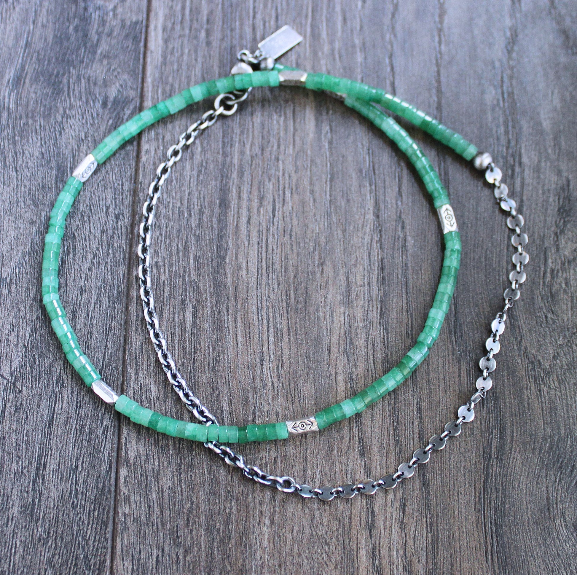 Green Aventurine Bead and Chain Necklace