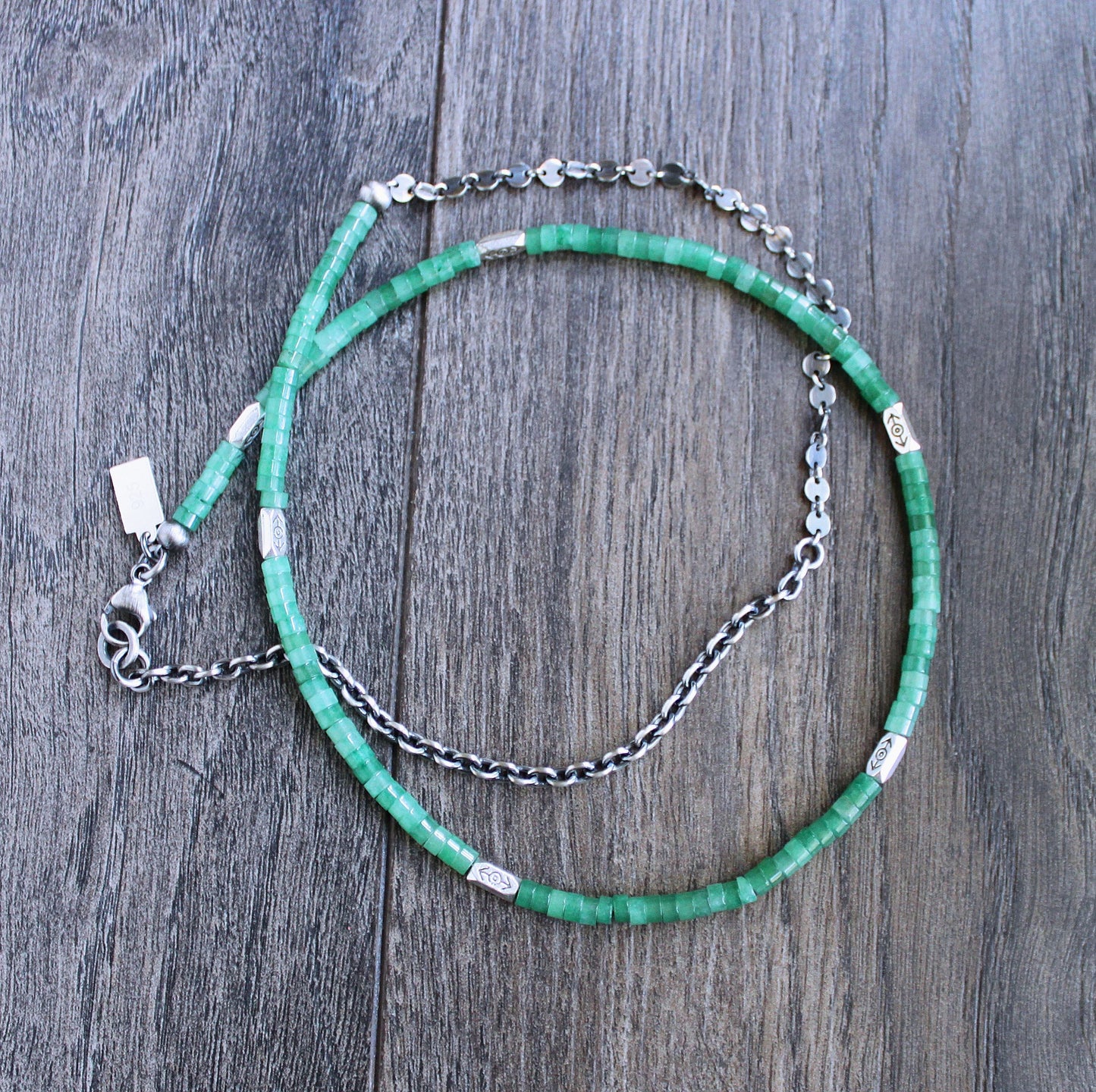 Men's Arrow Green Bead Necklace
