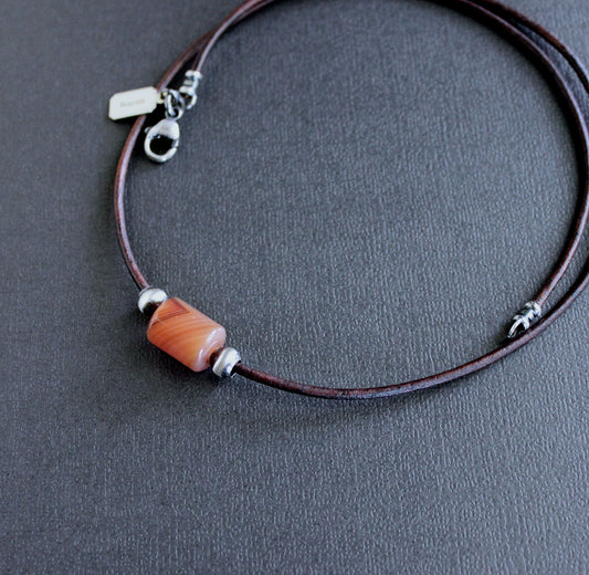 men's carnelian bead necklace
