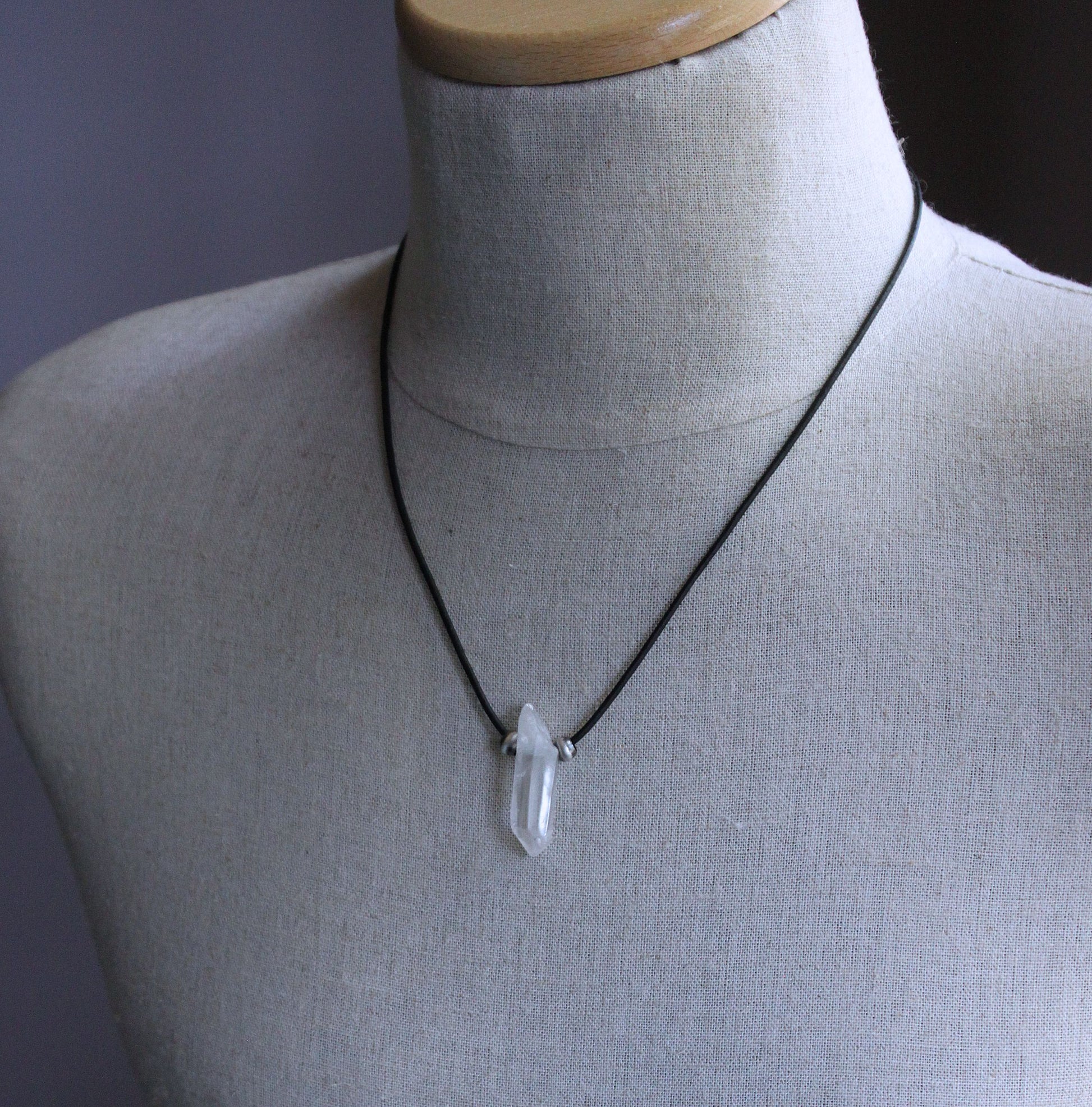 men's leather cord gemstone pendant necklace