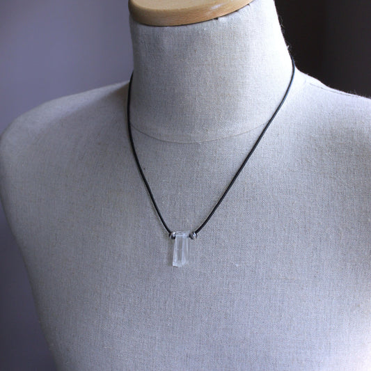 Rough Quartz Crystal on Leather Cord No. 10