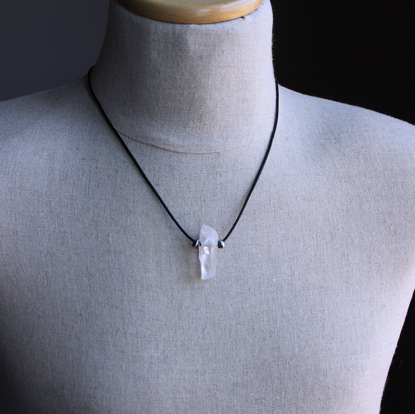 men's crystal leather cord necklace