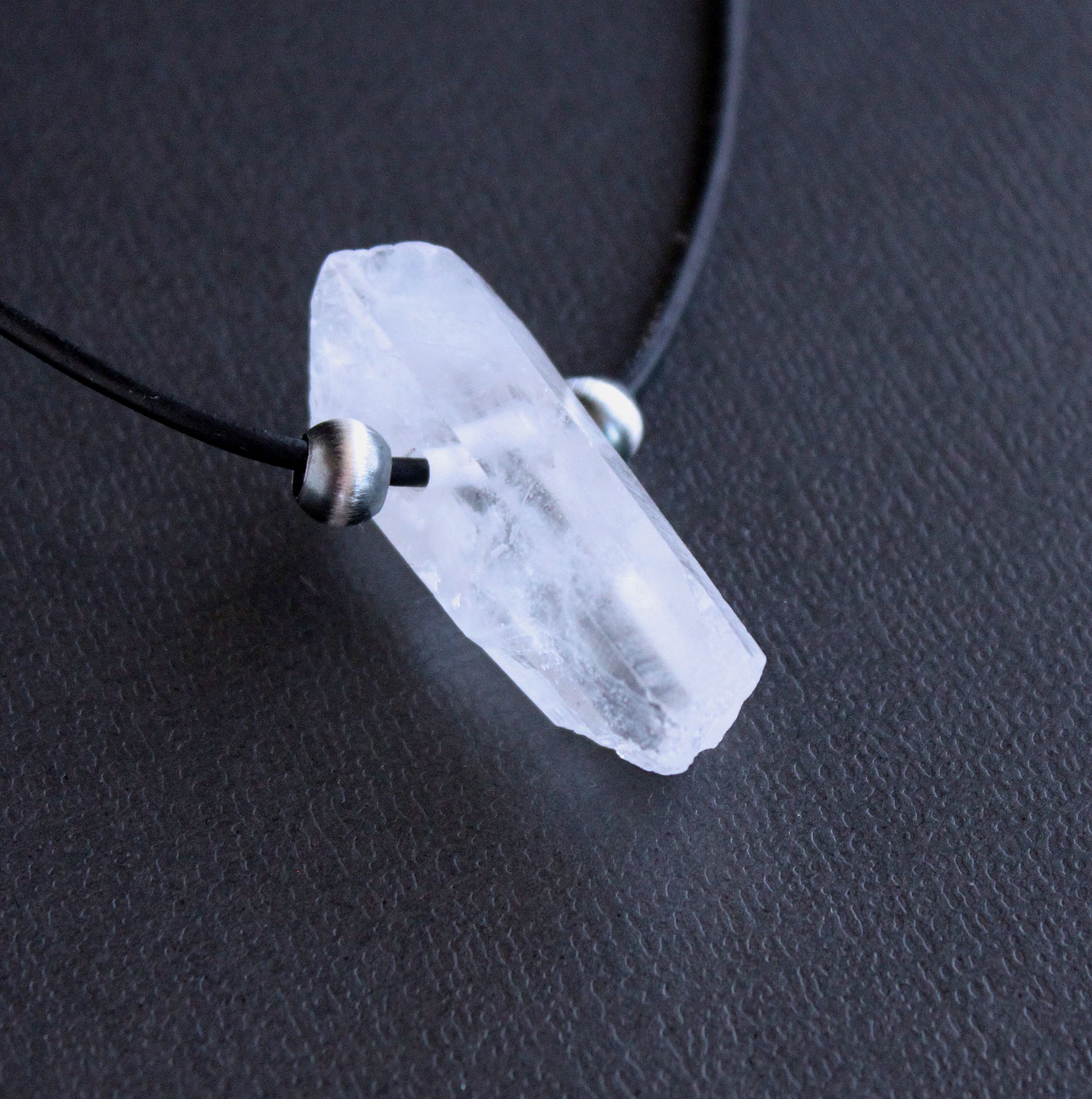 men's rough clear quartz pendant necklace