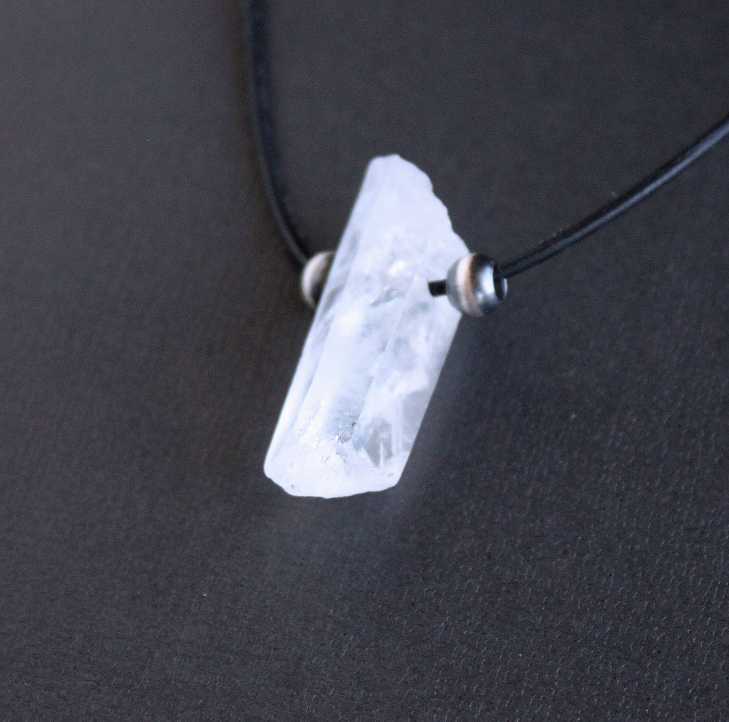 men's rough quartz crystal necklace