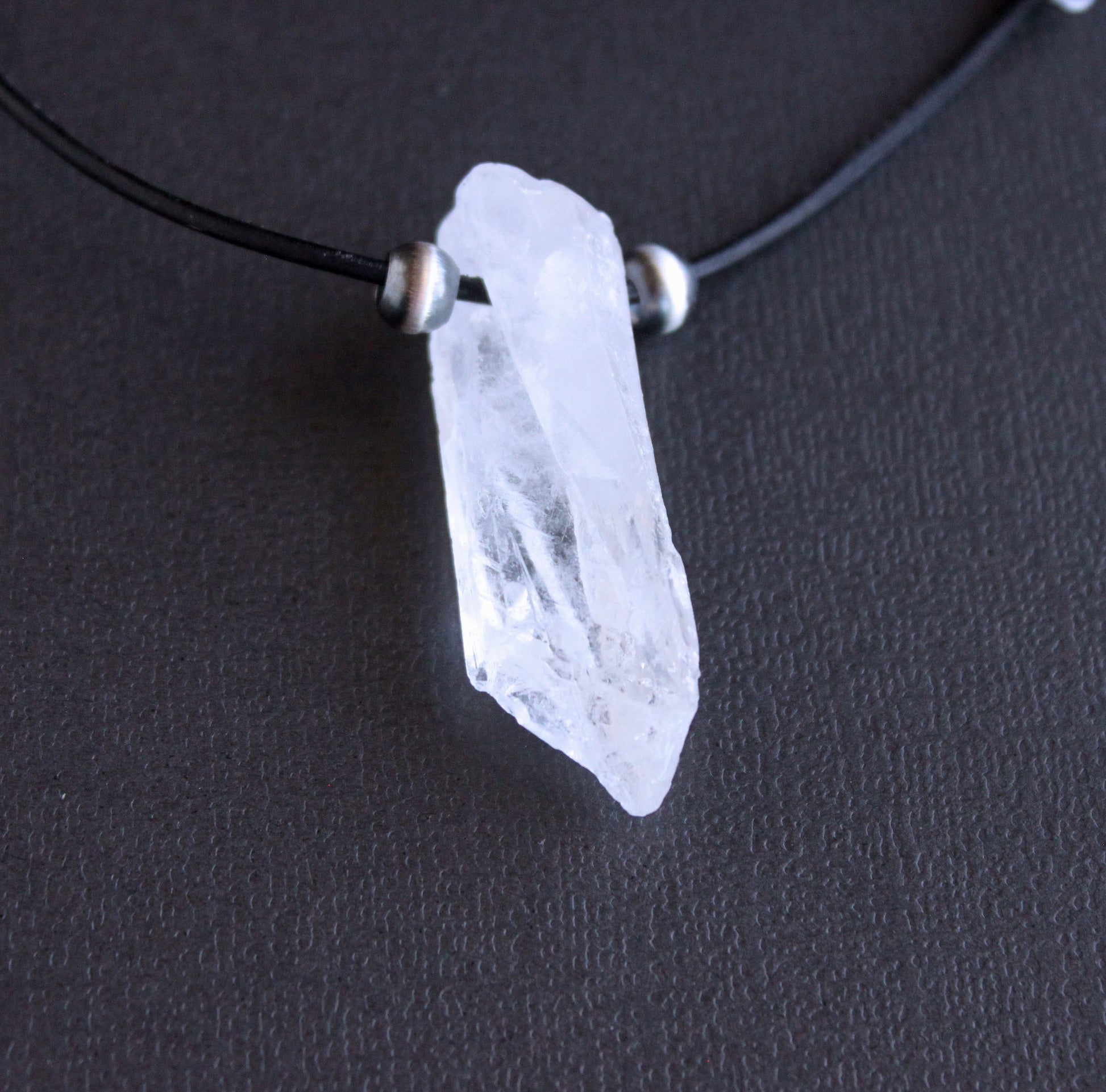 men's rough crystal quartz point necklace