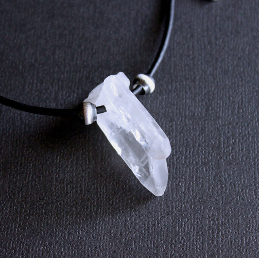 men's crystal quartz pendant necklace