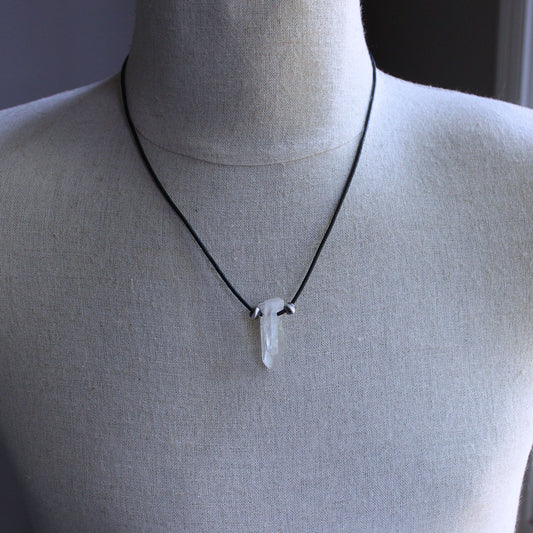 men's crystal quartz point  necklace