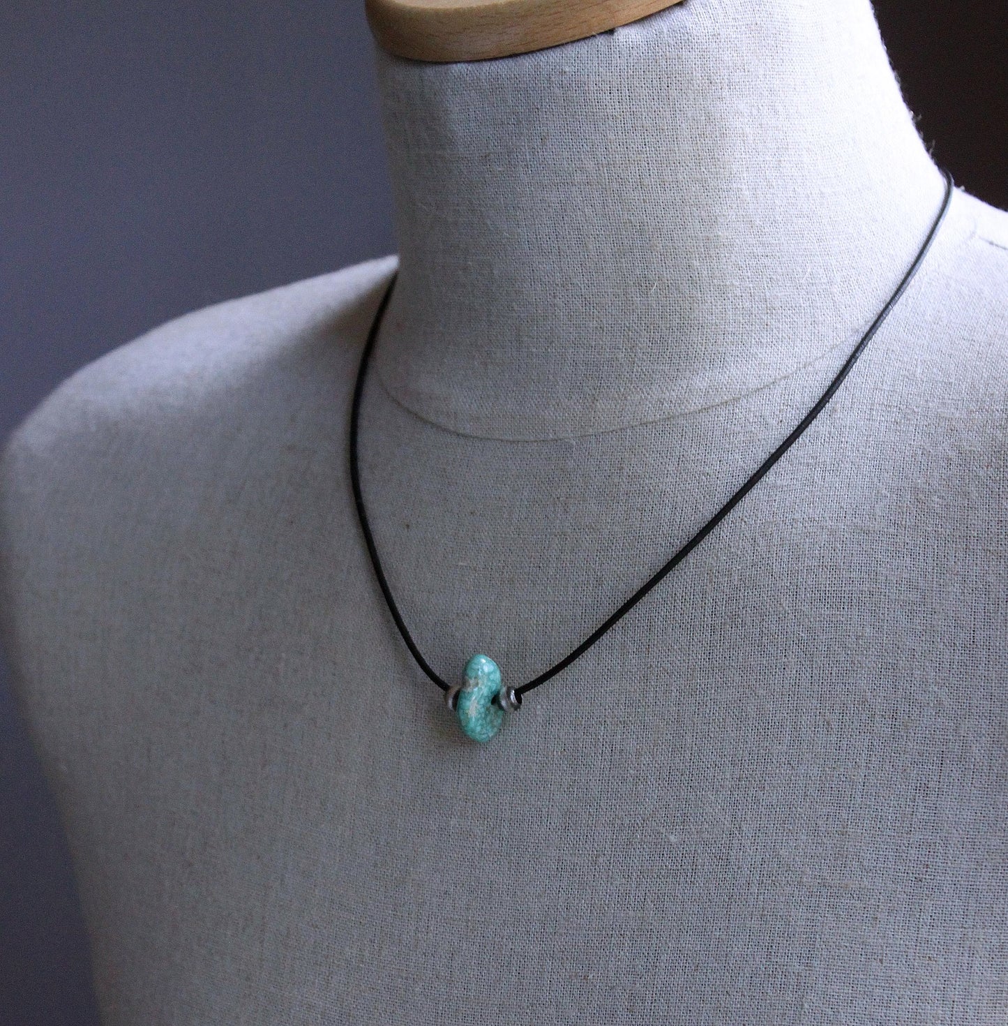 men's leather necklace with turquoise