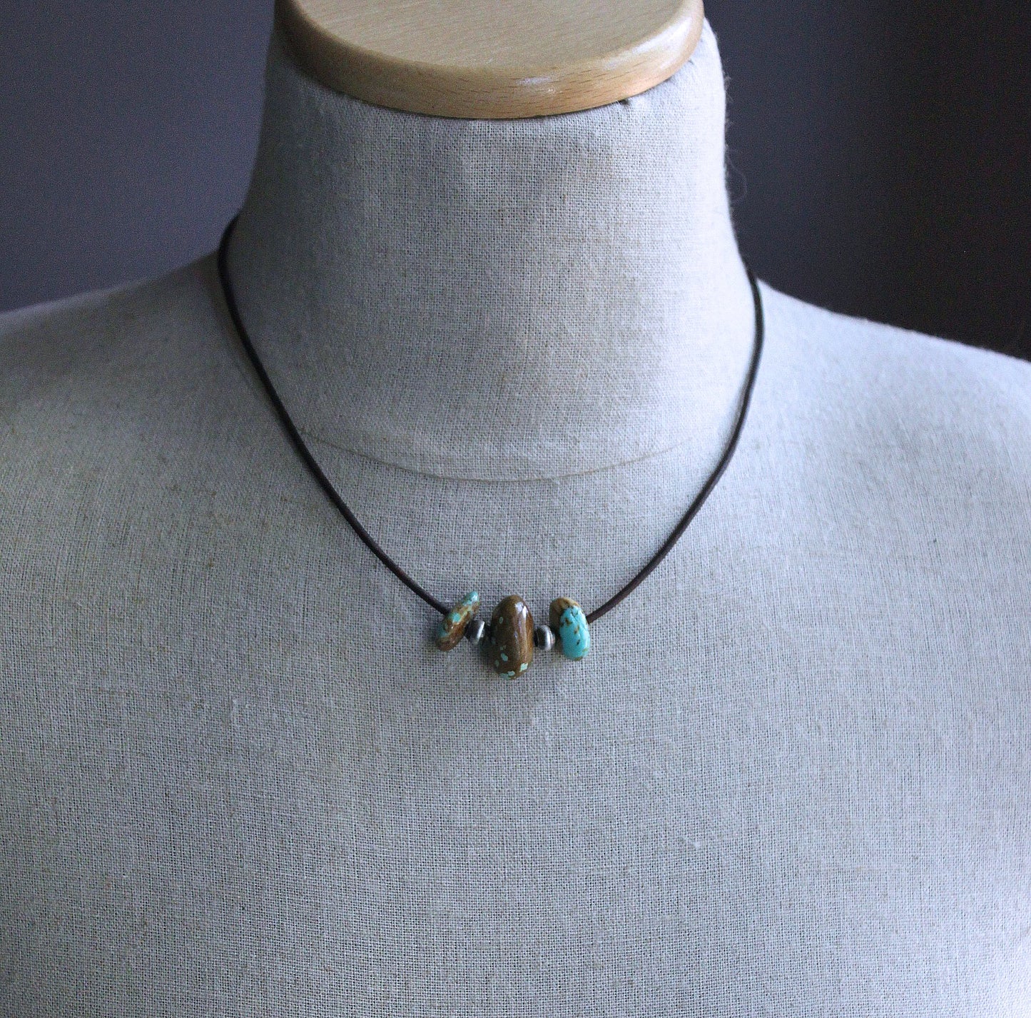 men's turquoise leather necklace