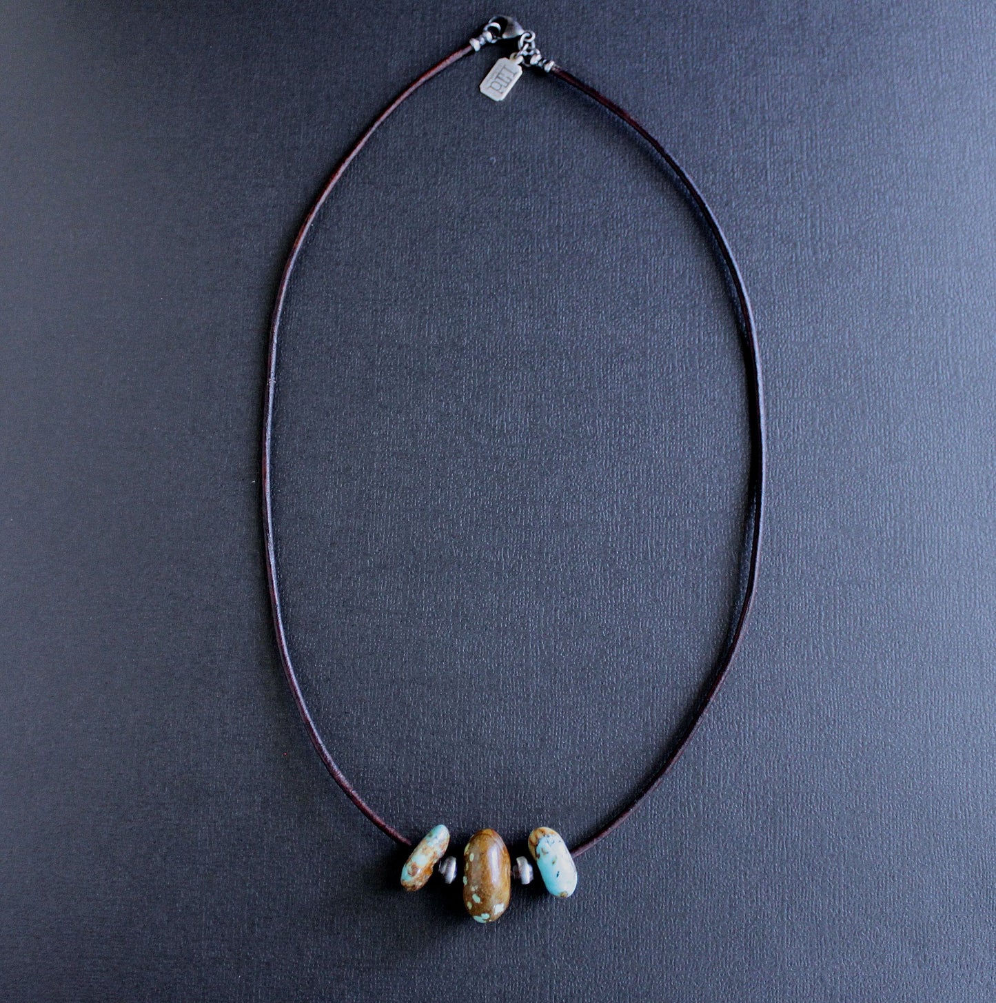 men's leather cord turquoise bead necklace